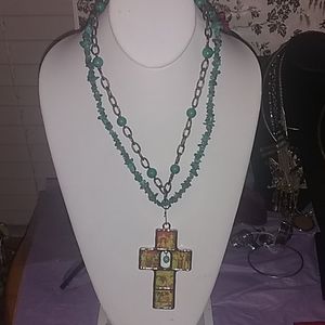 💟❣️UNIQUE!/ TORQUOISE & CHAIN NECKLACE 🤩😍